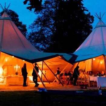 back image tipi at night